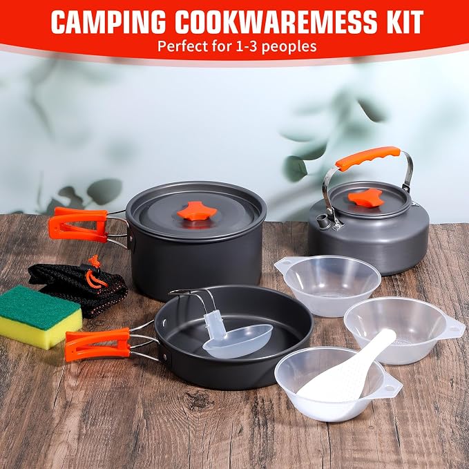 8pcs Camping Cookware Camping Pots and Pans Set - Image 5