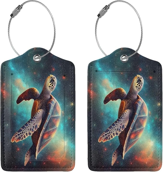 Sea Turtle Leather Luggage Tag - Image 3