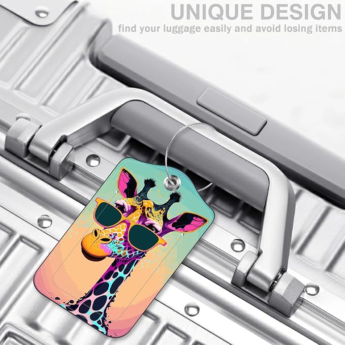 2 Pcs Giraffe in Sunglasses Luggage Tags - Image 5