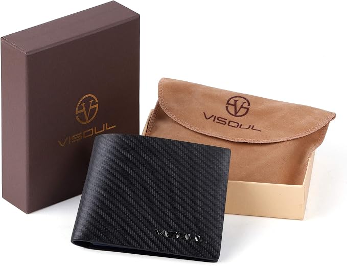 VISOUL Leather Mens Bifold RFID Blocking Wallet - Image 7