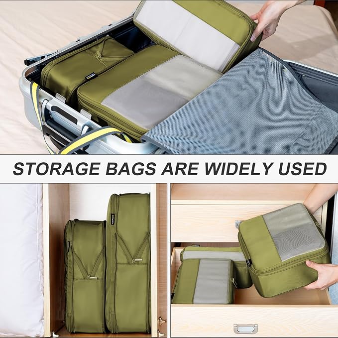 Compression Travel Packing Cubes, 6 Set Expandable Luggage Organizer Bags - Image 7