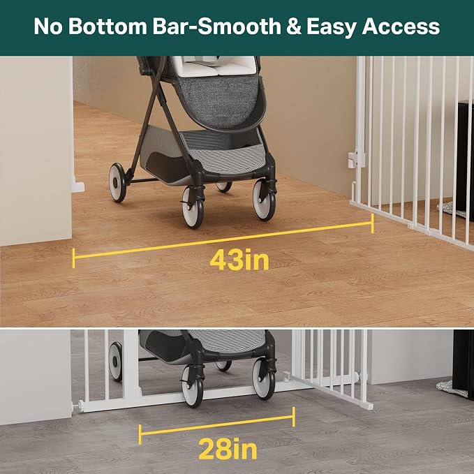 Cumbor 29.2–43" Baby Gate for Stairs, Wall-Mounted, Expandable No Bottom Bar - Image 8