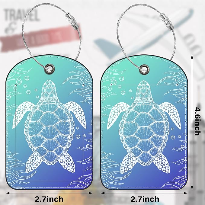 2 Pack Luggage Tag for Suitcase Turtle Leather Suitcase Tags - Image 2