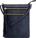 DELUXITY | Crossbody Purse Bag | Functional Multi Pocket Double Zipper Purse | by Deluxity