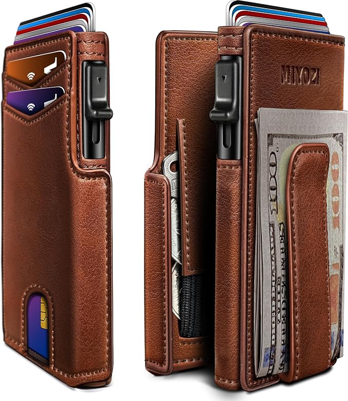 Men Wallet, with Money Clip Coins Pocket ID Window, Slim Front Pocket RFID by Miyozi