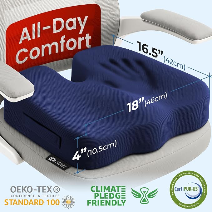 5 STARS UNITED Seat Cushion for Tailbone Pain Relief – Large Memory Foam - Image 5
