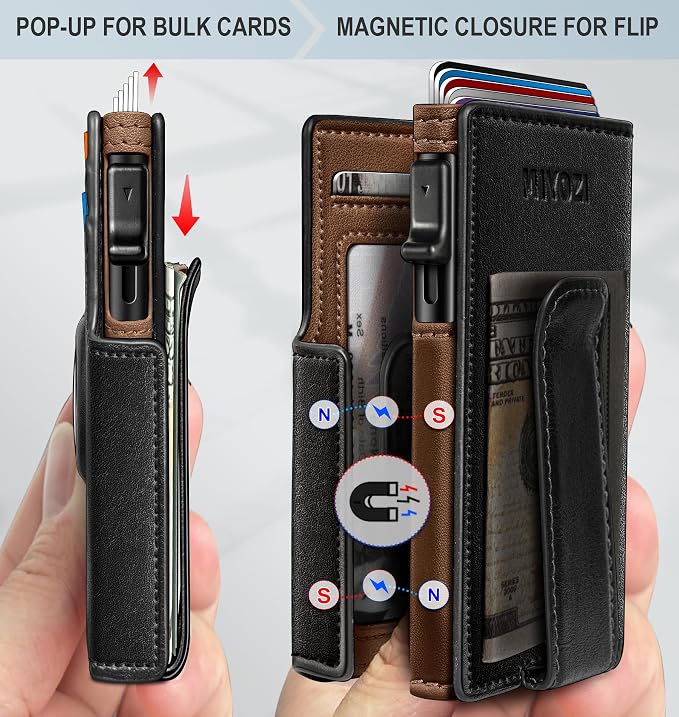Airtag Wallet for Men, with Money Clip 10 Cards Metal Case Smart Slim Pop Up - Image 3
