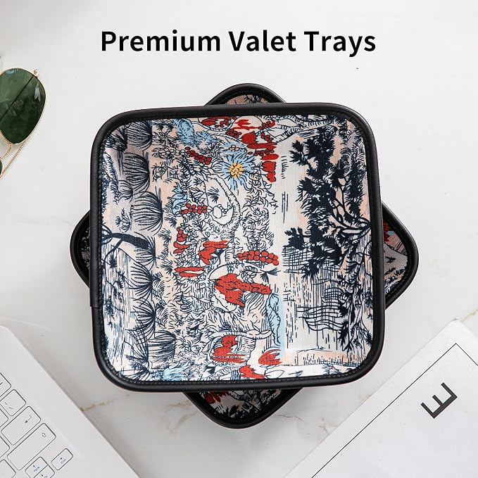 2025 Improved Design Premium Square Fabric Valet Tray Organizer Set of 2 - Image 8