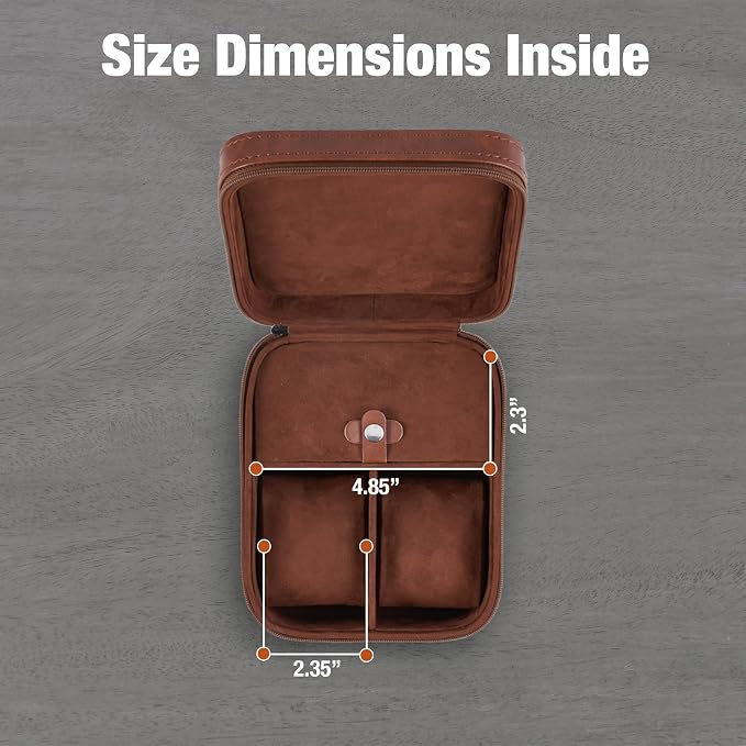 Awesometik 2 Slot Luxury Travel Faux Leather Watch Case. Watch Storage - Image 2