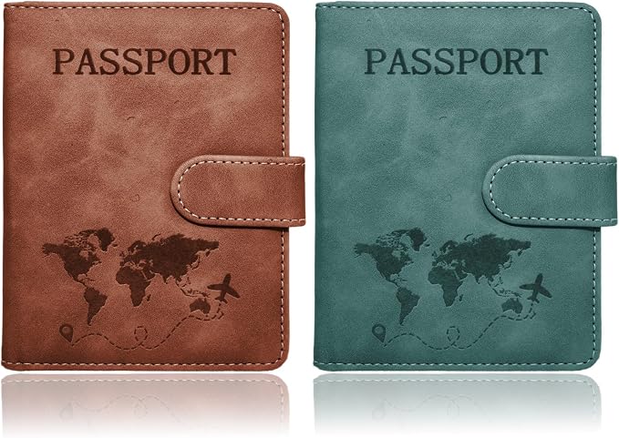 Passport Holder for Travel Essentials, 2 Pack Rfid Passport Cover for Women Men by SOVIROSE