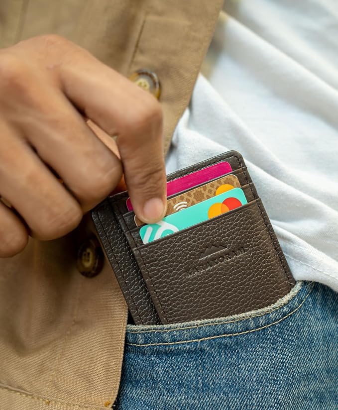 KARAKORAM Vertical Handcrafted Premium Leather Front Pocket Credit Card Holder - Image 4