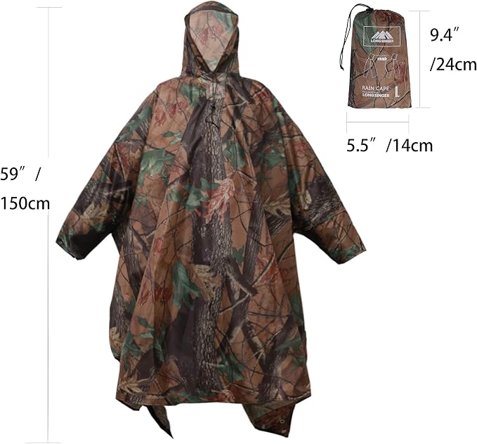 longsinger Rain Poncho for Adult, Waterproof Rain Poncho - Image 4
