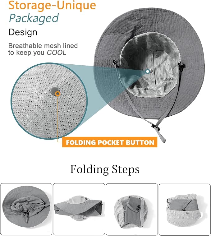 Water-Resistant Sun UPF 50+ Bucket Hat Protection Packable Brimmed Boonie - Image 4