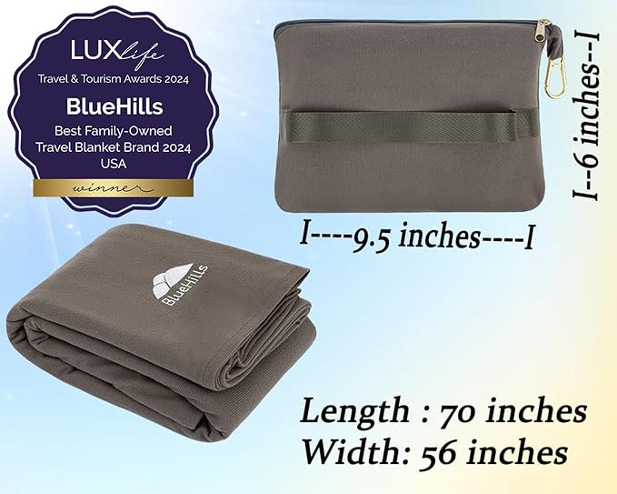BlueHills Travel Blanket Pillow Compact Lightweight Pocket Size Airplane - Image 3