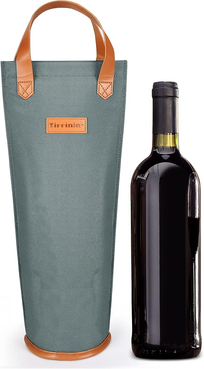 Tirrinia Single Wine Carrier Tote, Insulated Wine Cooler Bag by Tirrinia