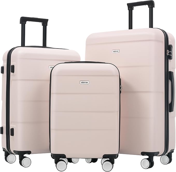 Merax Luggage Sets of 3 Piece Carry on Suitcase Airline Approved, Hardcase by Merax