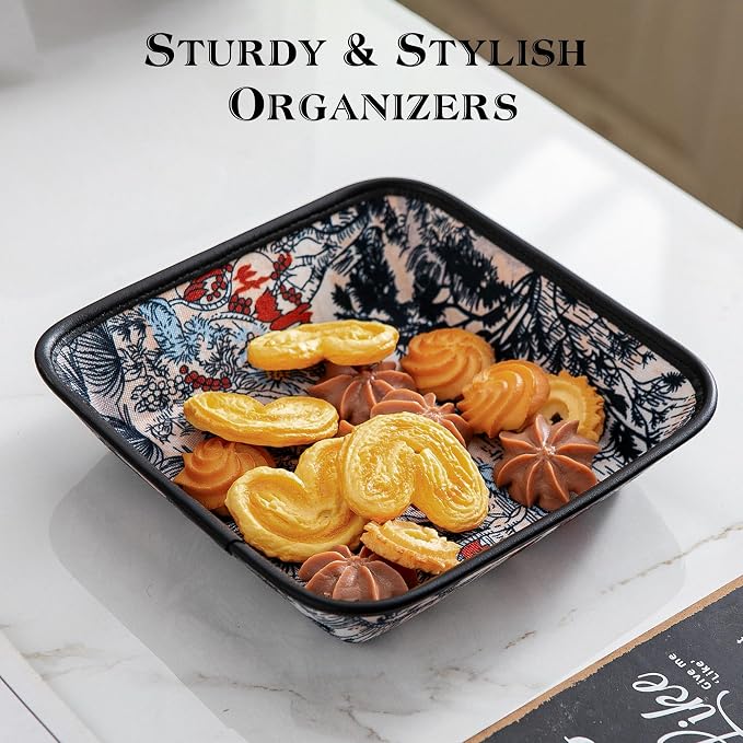 2025 Improved Design Premium Square Fabric Valet Tray Organizer Set of 2 - Image 6