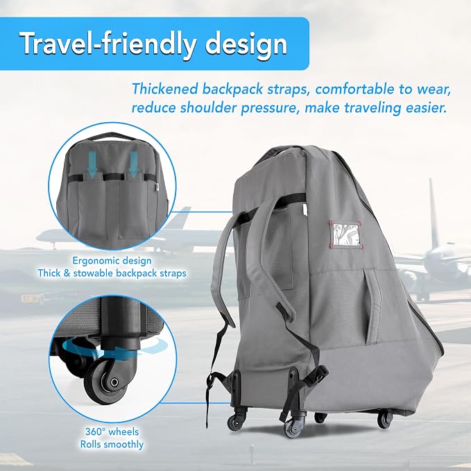 Car Seat Travel Bag with Wheels Heavy Duty Water-resistant Protective Cover - Image 5