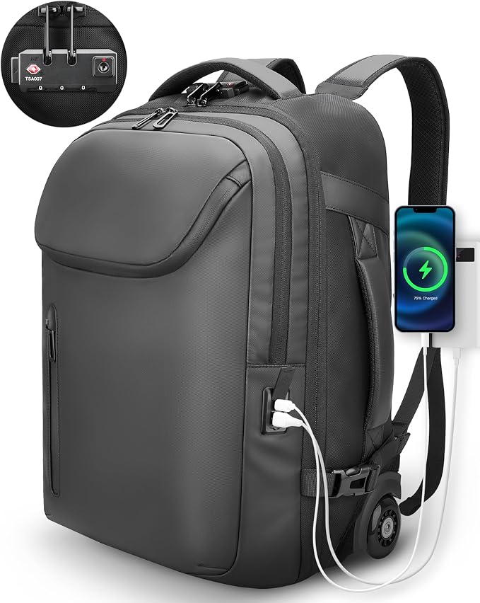 Rolling Backpack, 50L Travel Backpack - Image 9