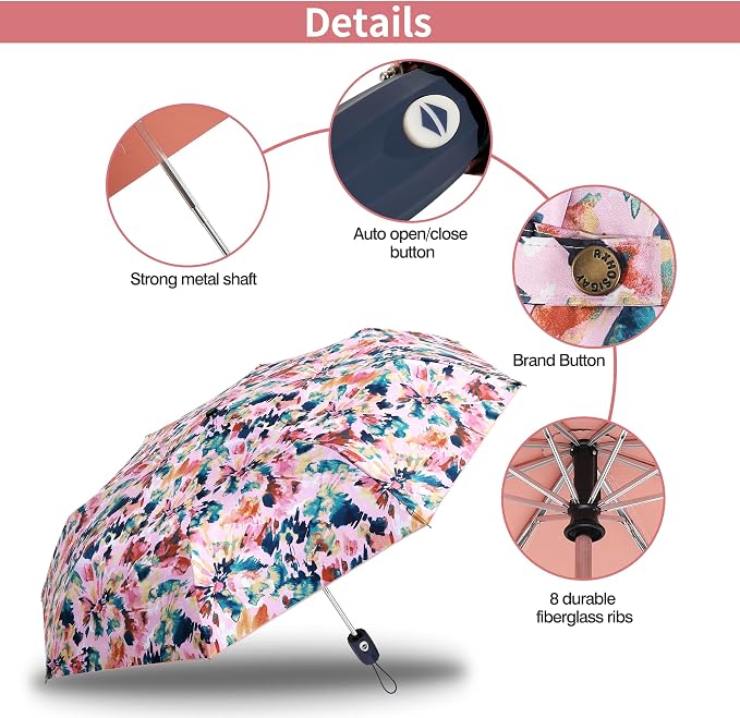 Color Coated Sun Umbrella UV Protection Compact Folding Windproof Parasols - Image 3