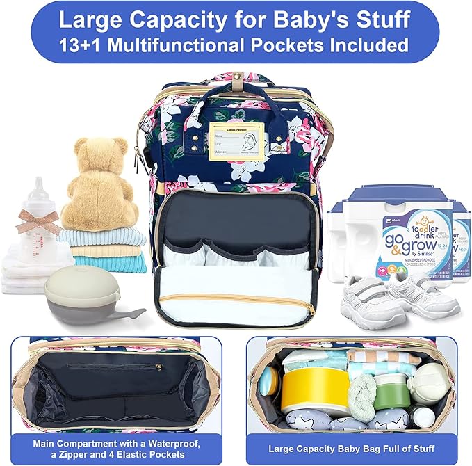 Diaper Bag Backpack with Changing Station, Foldable - Image 2