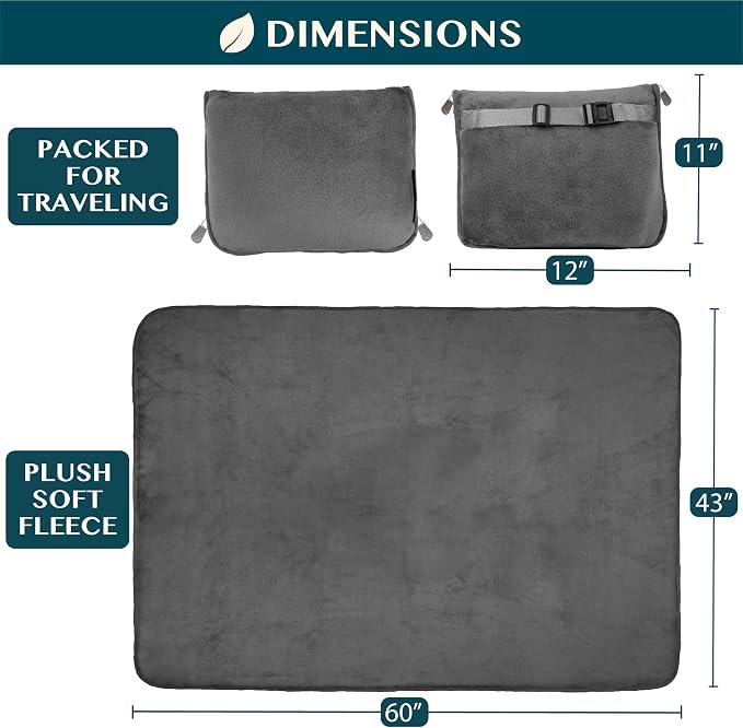 PAVILIA Travel Blanket Pillow, Soft Airplane Blanket 2-in-1 Combo Set, Plane - Image 6