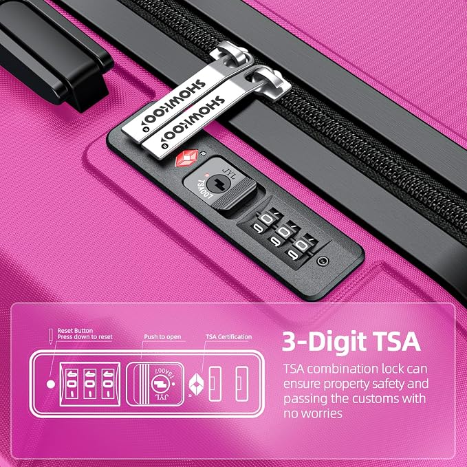 SHOWKOO Luggage Sets Expandable PC+ABS Durable Suitcase Sets Double Wheels TSA - Image 4