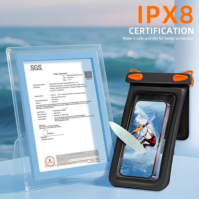 Waterproof Phone Pouch Double Pocket, Floating IPX8 8.5 inch Waterproof Phone - Image 4