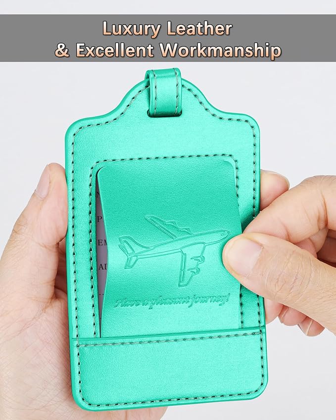 Teskyer Luggage Tags, 3 Pack Premium PU Leather Luggage Tags Privacy Protection - Image 4
