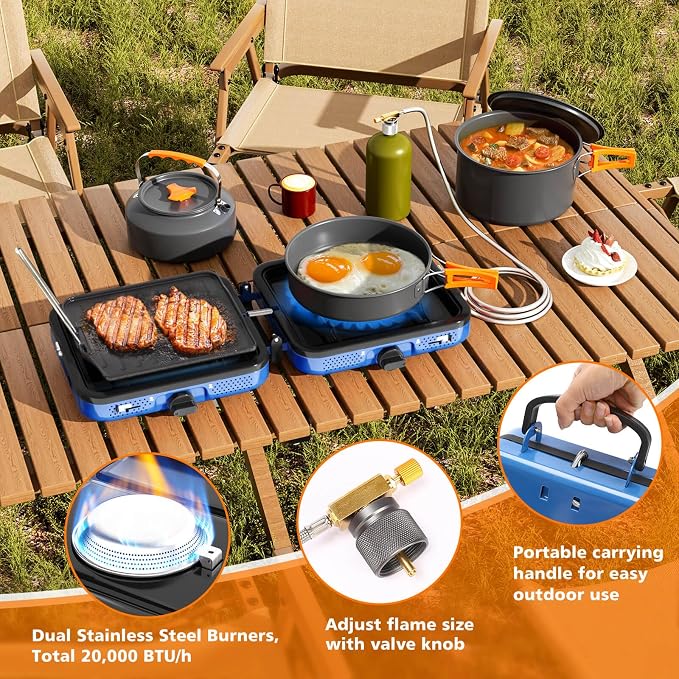 Portable 2 Burner Camping Stove Set - Image 4