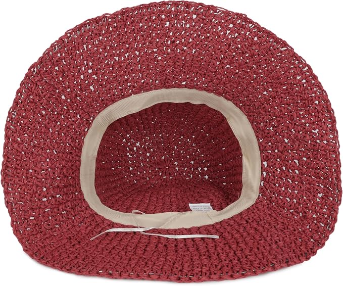 Womens Wide Brim Straw Sun Hat Foldable Floppy Crochet Beach Hat - Image 5