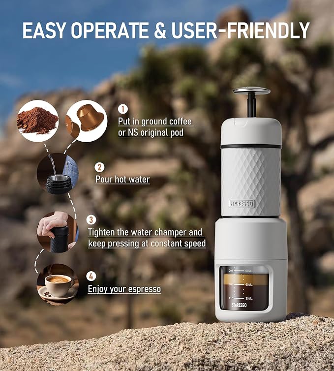 STARESSO Classic Portable Espresso Maker, 2 IN 1 Travel Coffee Maker Compatible - Image 6
