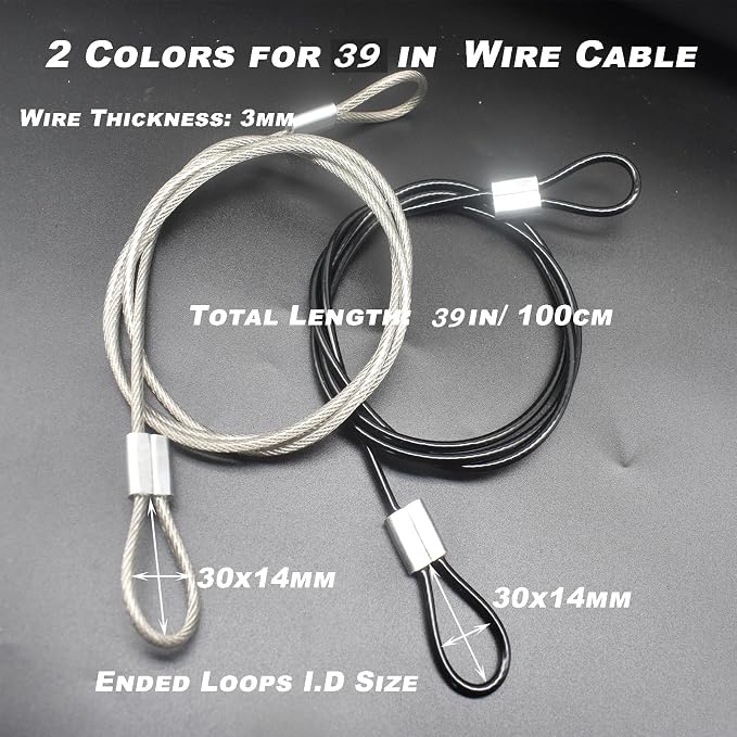 10 pcs 20 inch 3mm Thickness Stainless Steel Wire Cable - Image 5
