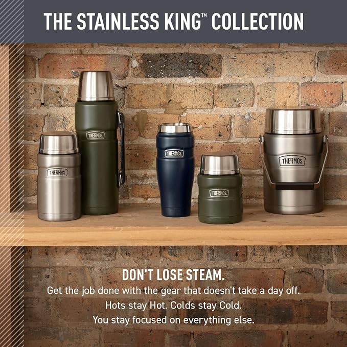 THERMOS Stainless King Vacuum-Insulated Travel Tumbler, 16 Ounce, Matte Steel - Image 6