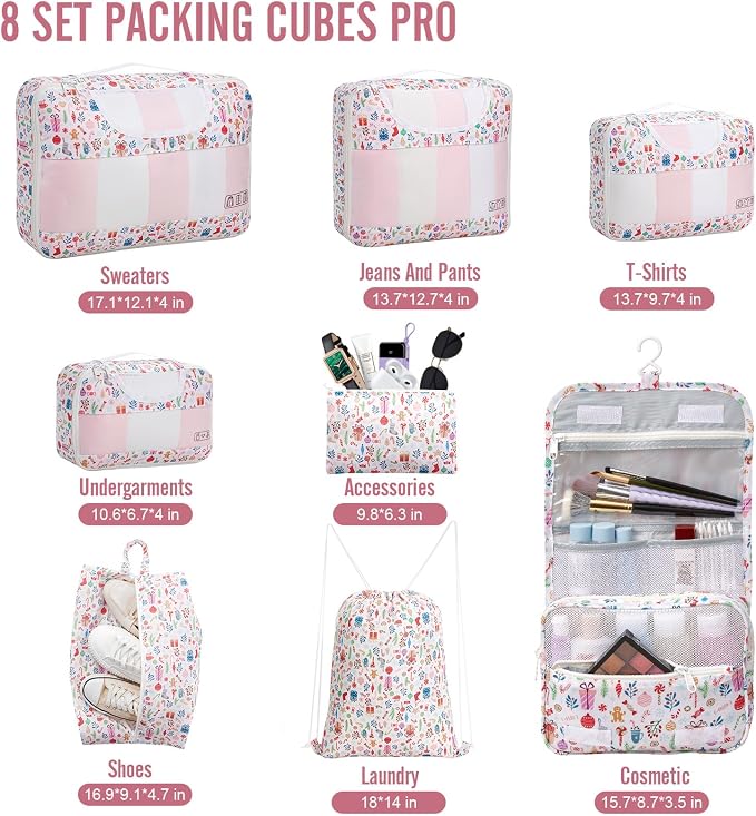 Veken 8 Set Packing Cubes for Travel Kids, Beach Vacation Essentials - Image 2