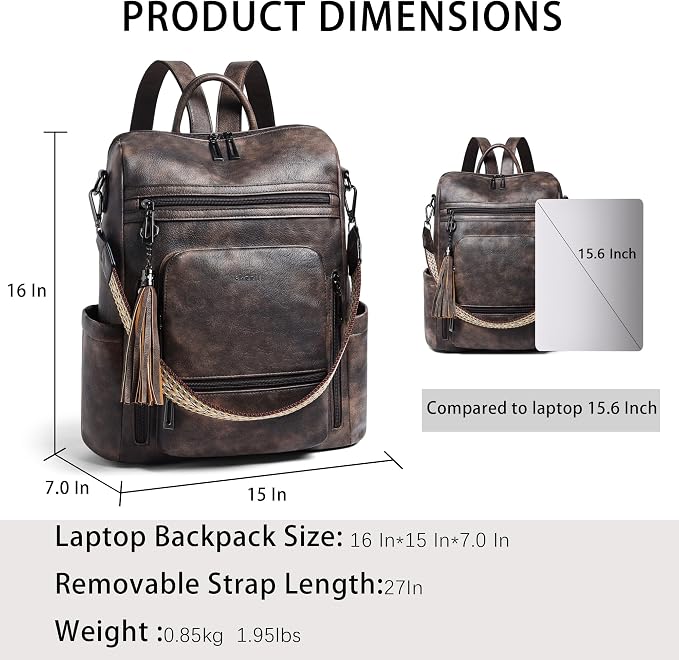 Shrrie Vegan Leather Laptop Backpack - Image 3