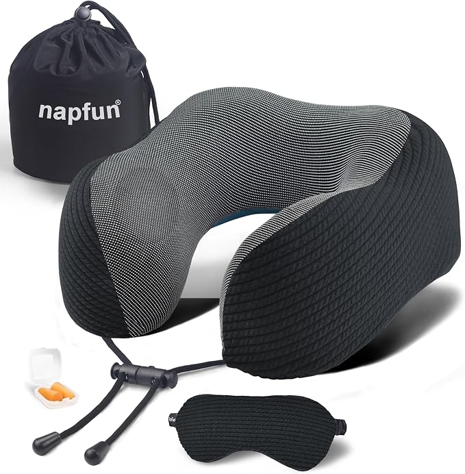 napfun Neck Pillow for Traveling, Upgraded Travel Neck Pillow for Airplane 100% by NAPFUN