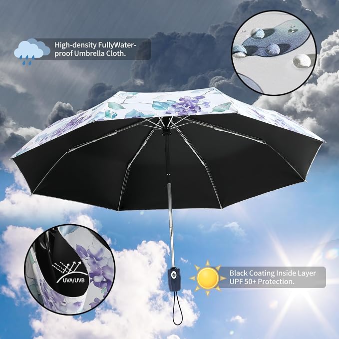 Color Coated Sun Umbrella UV Protection Compact Folding Windproof Parasols - Image 3