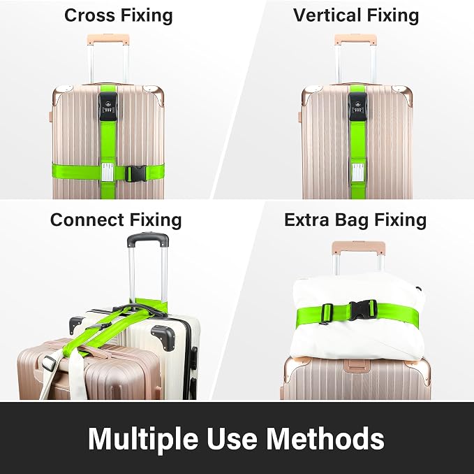 Luggage Straps, 2 Pack Adjustable Heavy Duty Cross Suitcase Straps - Image 6