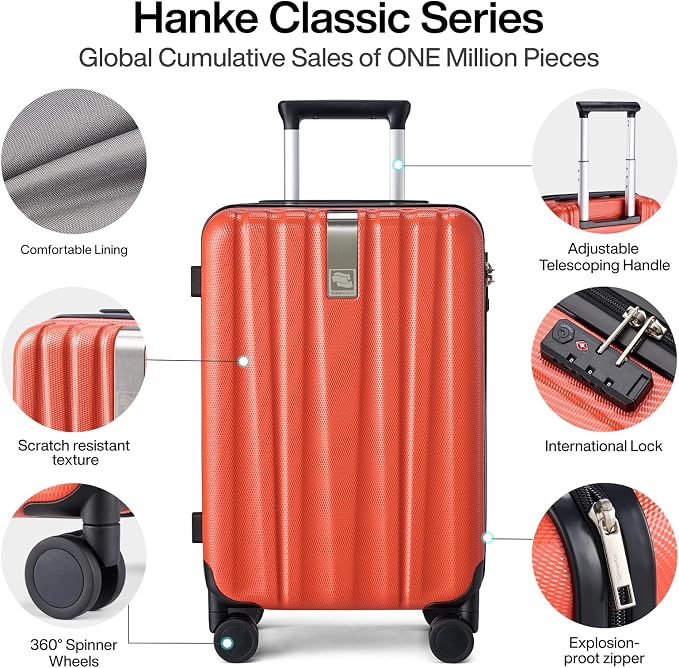 Hanke 20 Inch Carry On Luggage 22x14x9 Airline Approved Lightweight PC Hard - Image 3