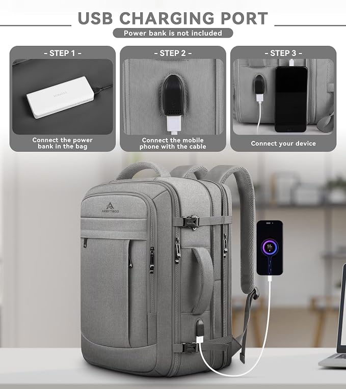 Carry On Backpack, 50L Extra Travel Laptop Backpack - Image 4