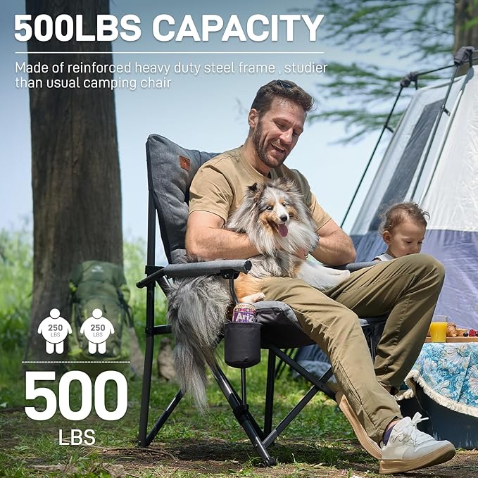EVER ADVANCED Padded Oversized Folding Camping Chair - Image 5