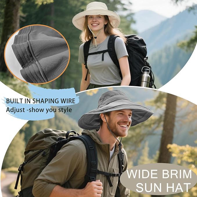Sun Hats for Women Men UV Protection Wide Brim Bucket Hat - Image 4