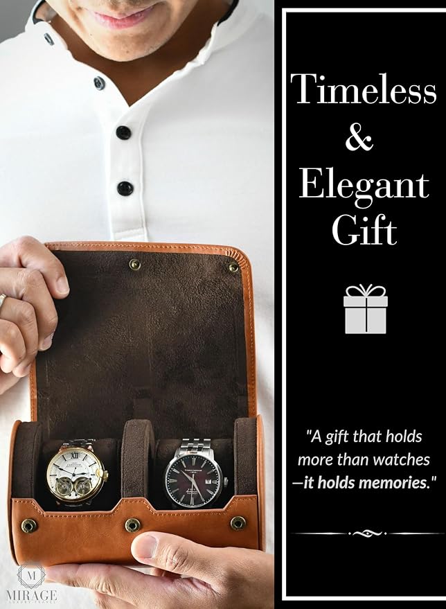 Watch Travel Case for Men 2 slot – Watch Roll – Brown Full Grain Cow Leather - Image 3