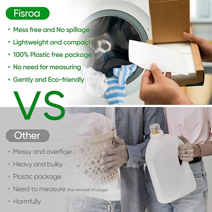 Travel Laundry Detergent Sheets Fisroa 300 Loads Eco-friendly Washing Detergent - Image 3