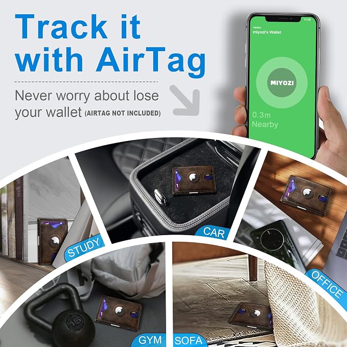 Airtag Wallet for Men, with Money Clip 11 Cards Slim Front Pocket Leather RFID - Image 8
