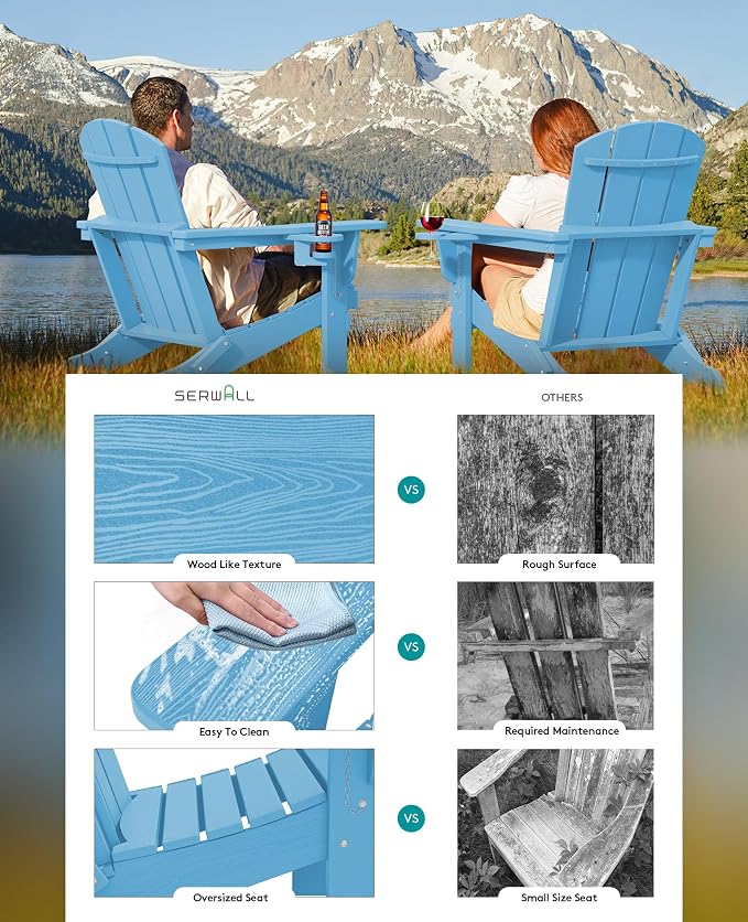 SERWALL Adirondack Chair with Cup Holders - Image 4