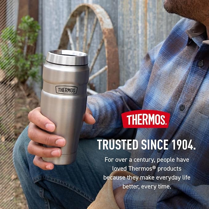 THERMOS Stainless King Vacuum-Insulated Travel Tumbler, 16 Ounce, Army Green - Image 7
