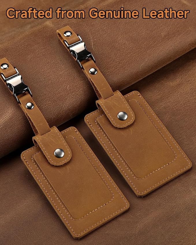 Premium Genuine Leather Luggage Tags - Image 2