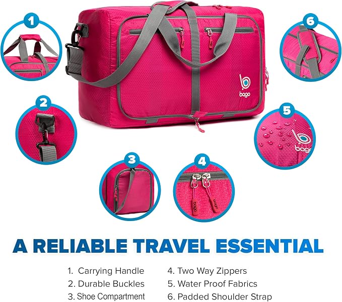 Bago Foldable Duffel Bags for Traveling Women & Men - 40L Sports Packable - Image 4